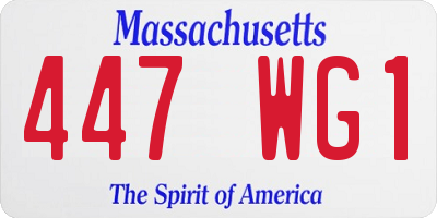 MA license plate 447WG1