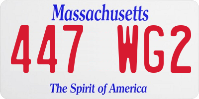 MA license plate 447WG2