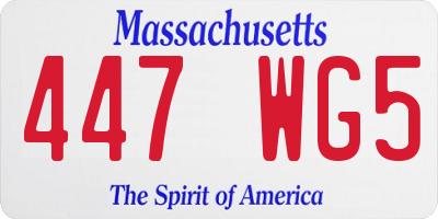 MA license plate 447WG5