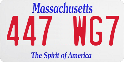 MA license plate 447WG7