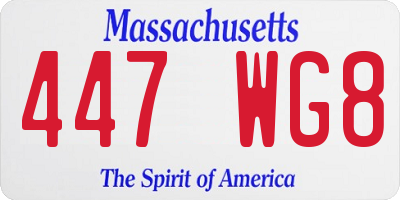 MA license plate 447WG8