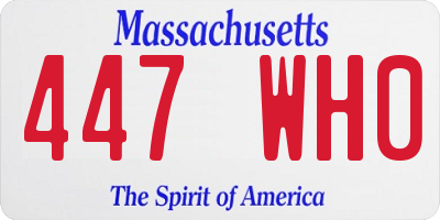 MA license plate 447WH0