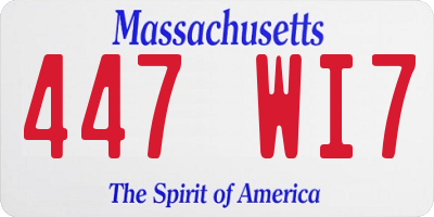 MA license plate 447WI7