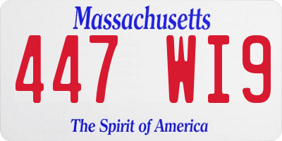 MA license plate 447WI9