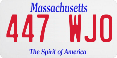 MA license plate 447WJ0