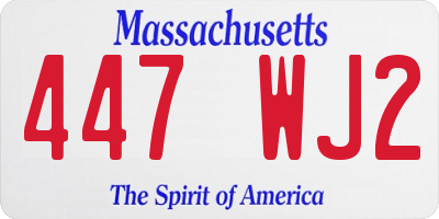 MA license plate 447WJ2