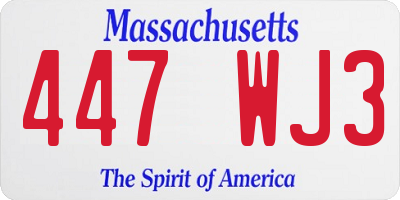 MA license plate 447WJ3