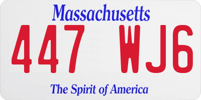 MA license plate 447WJ6