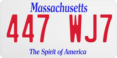 MA license plate 447WJ7