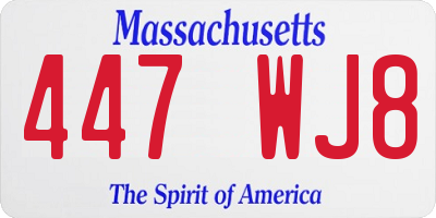 MA license plate 447WJ8