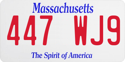 MA license plate 447WJ9
