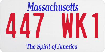 MA license plate 447WK1