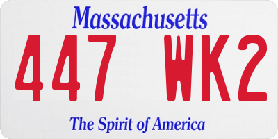 MA license plate 447WK2