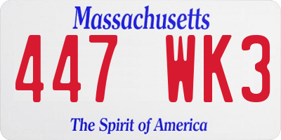 MA license plate 447WK3