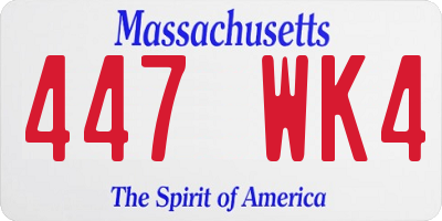 MA license plate 447WK4
