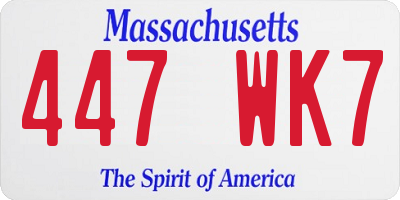 MA license plate 447WK7