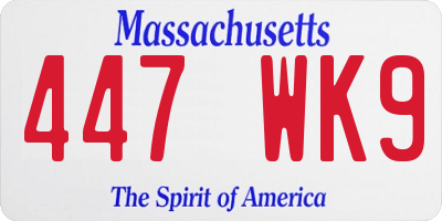 MA license plate 447WK9