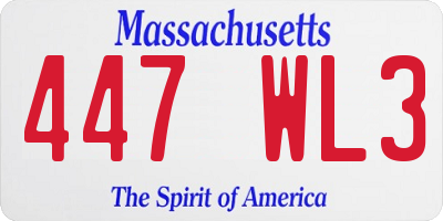 MA license plate 447WL3