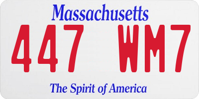 MA license plate 447WM7