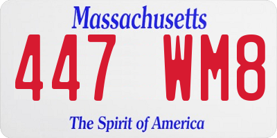 MA license plate 447WM8