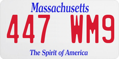 MA license plate 447WM9