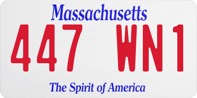MA license plate 447WN1