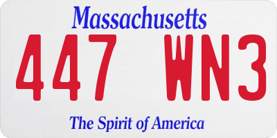 MA license plate 447WN3