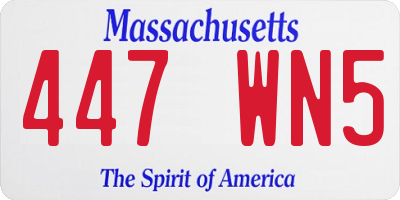 MA license plate 447WN5