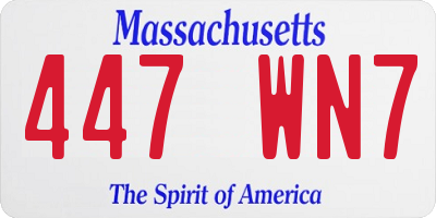MA license plate 447WN7