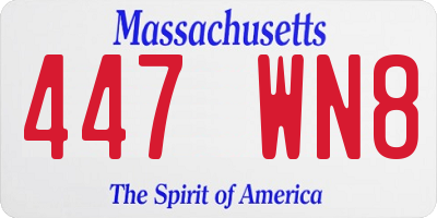 MA license plate 447WN8