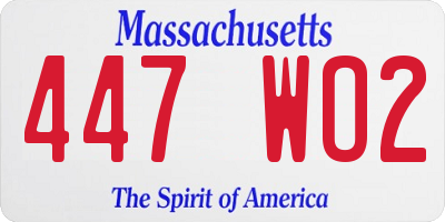 MA license plate 447WO2