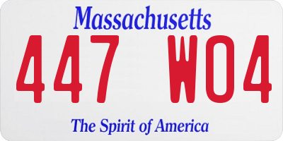MA license plate 447WO4