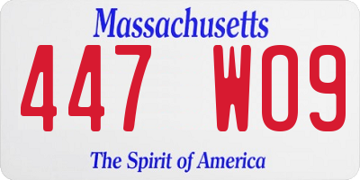 MA license plate 447WO9