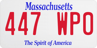 MA license plate 447WP0