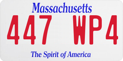 MA license plate 447WP4