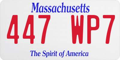 MA license plate 447WP7