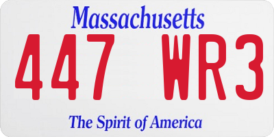 MA license plate 447WR3