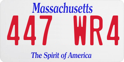MA license plate 447WR4