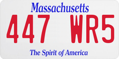 MA license plate 447WR5