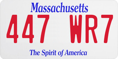 MA license plate 447WR7