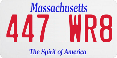 MA license plate 447WR8