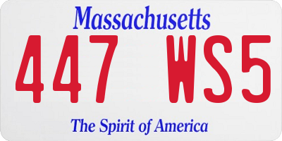 MA license plate 447WS5