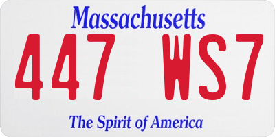 MA license plate 447WS7