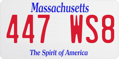 MA license plate 447WS8