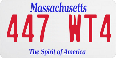 MA license plate 447WT4