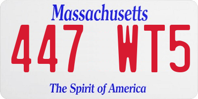 MA license plate 447WT5