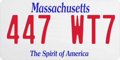 MA license plate 447WT7