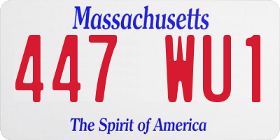 MA license plate 447WU1