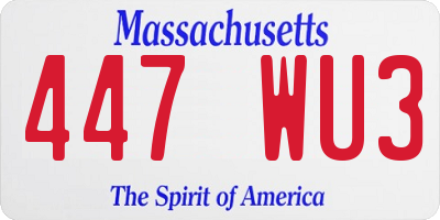 MA license plate 447WU3