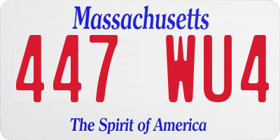 MA license plate 447WU4